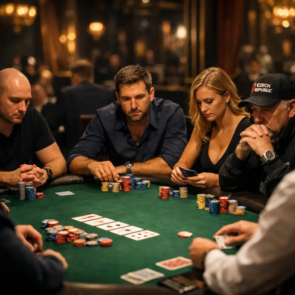 Živý pokerový turnaj u stolu v kasinu